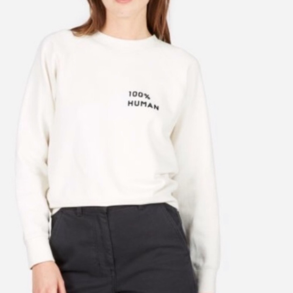 Everlane 100% Human Sweatshirt. White. Sz small.